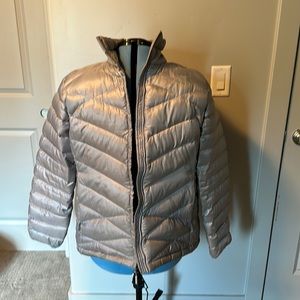 Silver North Face puffer